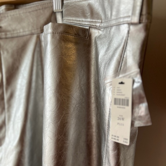 Maeve THE ETTIE HIGH-RISE CROP WIDE-LEG PANTS: METALLIC FAUX-LEATHER EDITION 26W - Picture 3 of 13